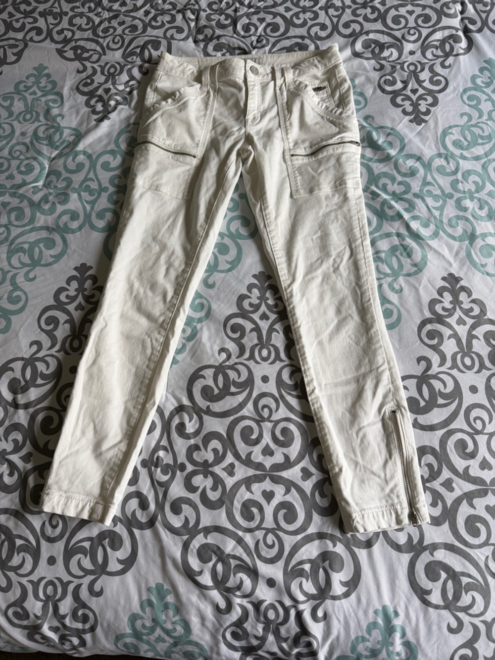 Joie White Skinny Zip-Detail Jeans
